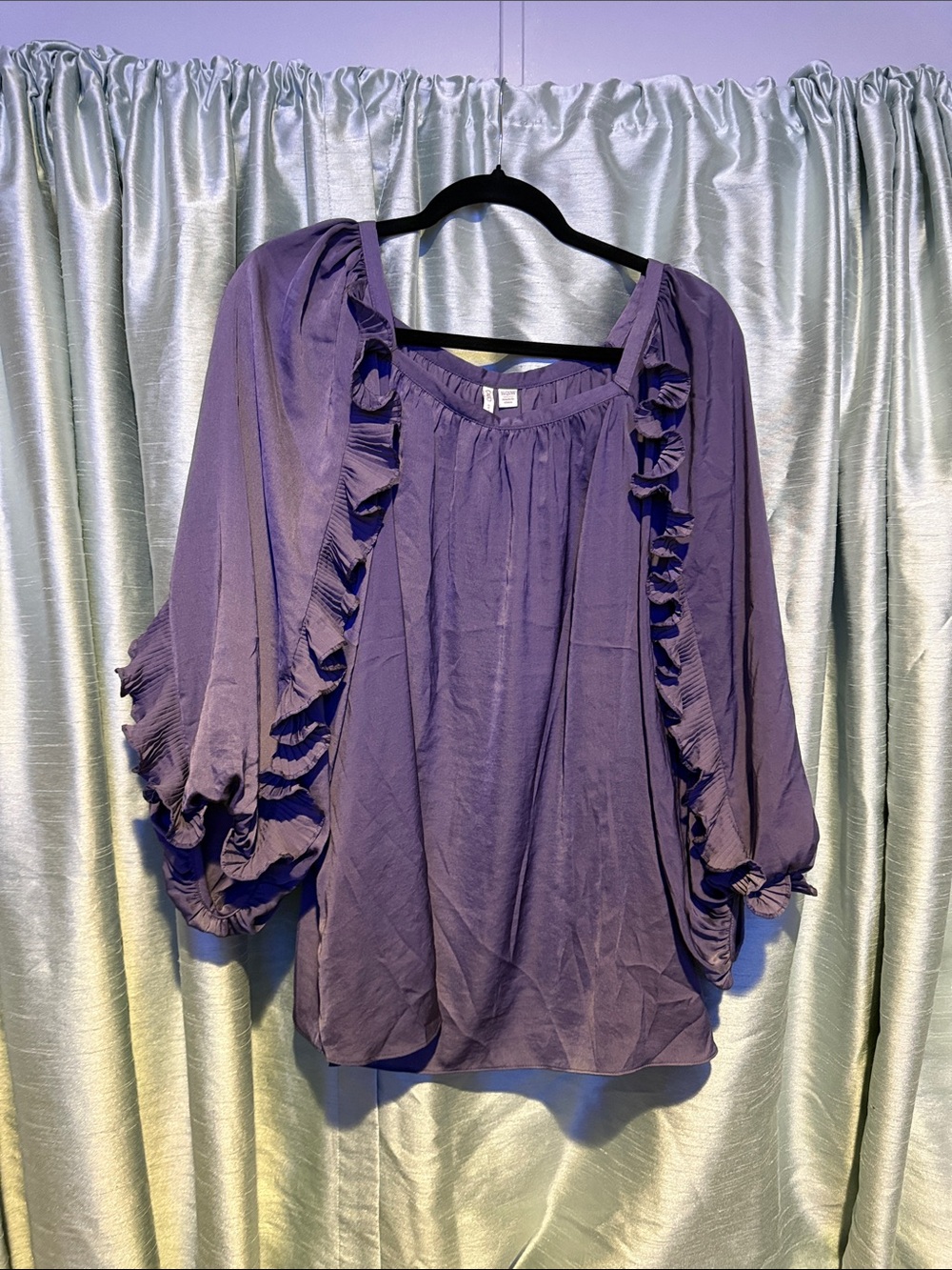 Cato Purple Ruffle-Sleeve Peasant Blouse
